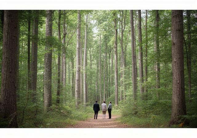 Investitori che osservano una foresta rigogliosa come asset alternativo