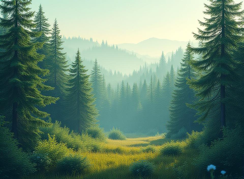 Analisi visiva di crediti di carbonio forestali con foresta, grafici sovrapposti e tonalità naturali